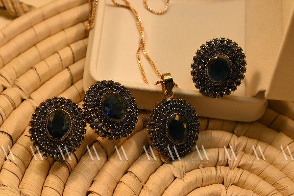 Gorgeous Design Gold Plated Real Stones Necklace Set For Girls/Women