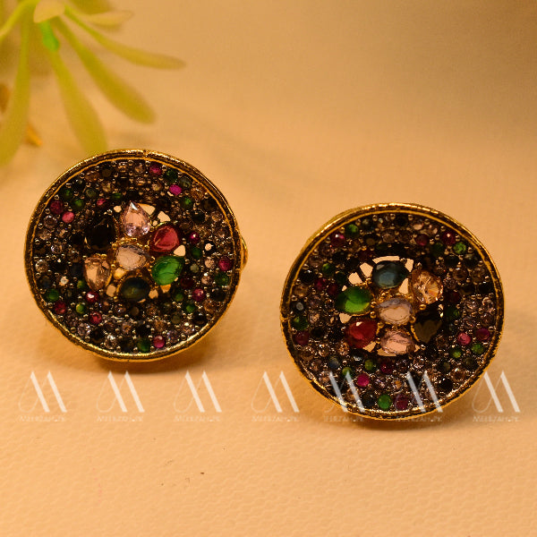 Glamorous Design Gold Plated Real Stones Earrings for Girls/Women