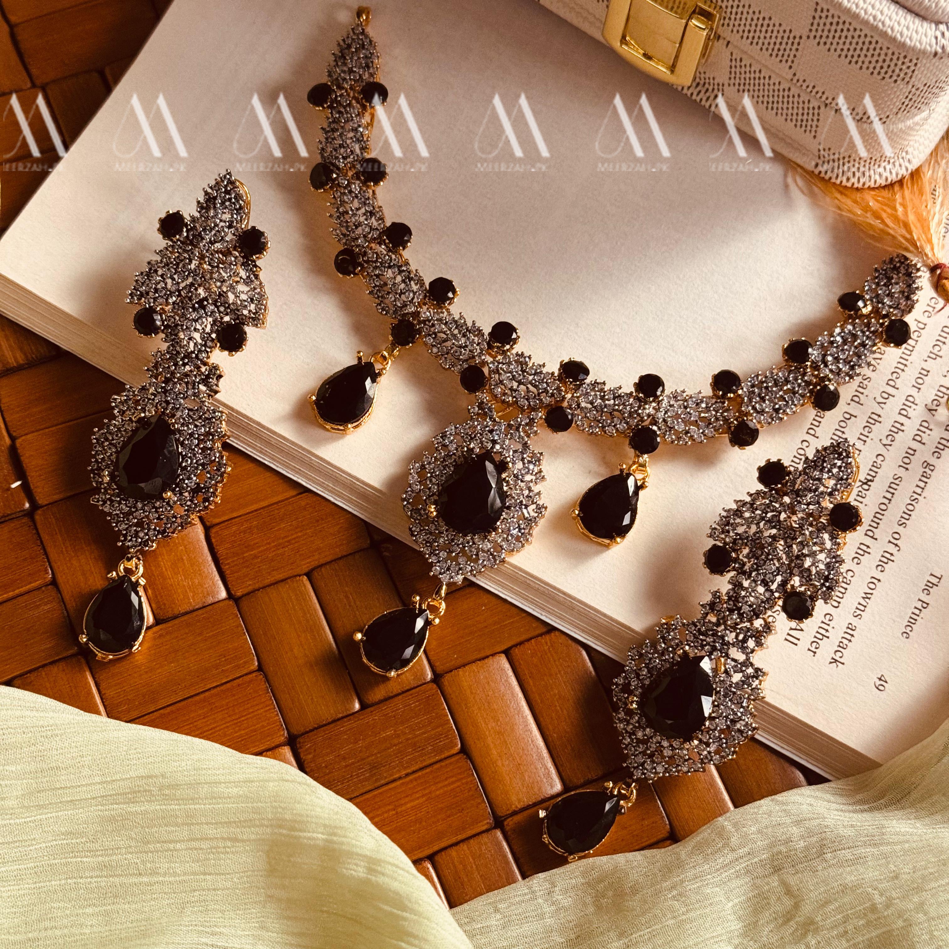 24K Gold Plated Real Zircon Stones Jarao Choker Set for Girls/Women