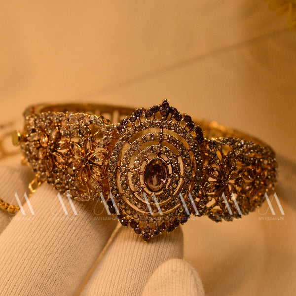 24K Gold Plated Real Zircon Stones Jarao Bangle for Girls/Women