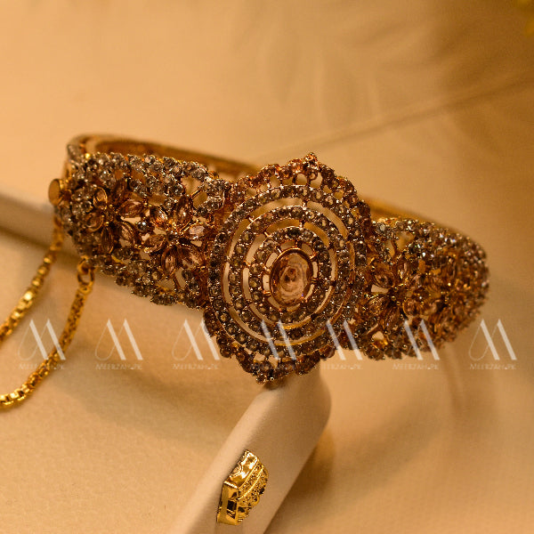 24K Gold Plated Real Zircon Stones Jarao Bangle for Girls/Women