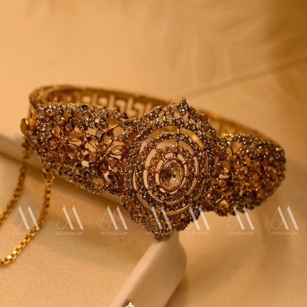 24K Gold Plated Real Zircon Stones Jarao Bangle for Girls/Women