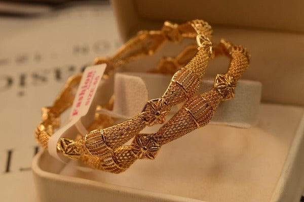 24K One Dip Indian Gold Plated Stylish Bangles Set for Girls/Women