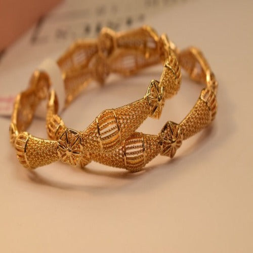 24K One Dip Indian Gold Plated Stylish Bangles Set for Girls/Women