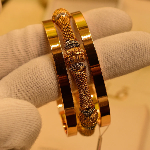 Beautiful Elegant Design Gold Plated 3pc Bangle Set for Girls/Women