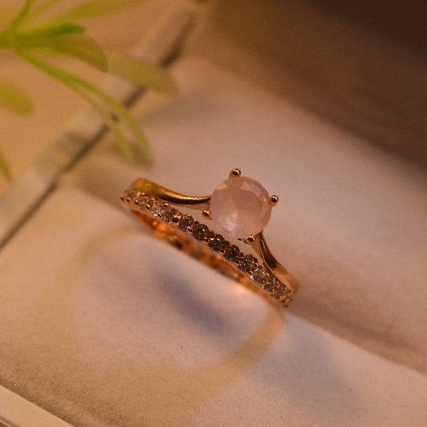 Elegant Design Gold Plated Real Stones Ring For Girls/Women