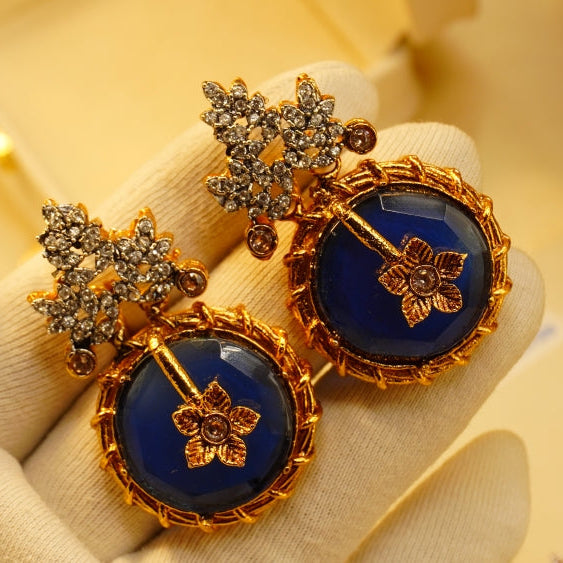 Gorgeous Design Gold Plated Crystal Stones Earrings For Girls/women