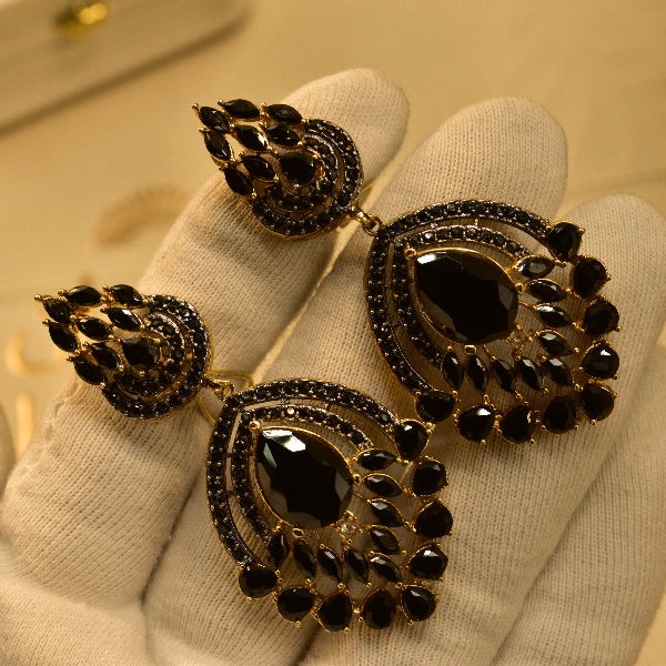 Dazzling Design Gold Plated Real Stones Earrings For Girls/women