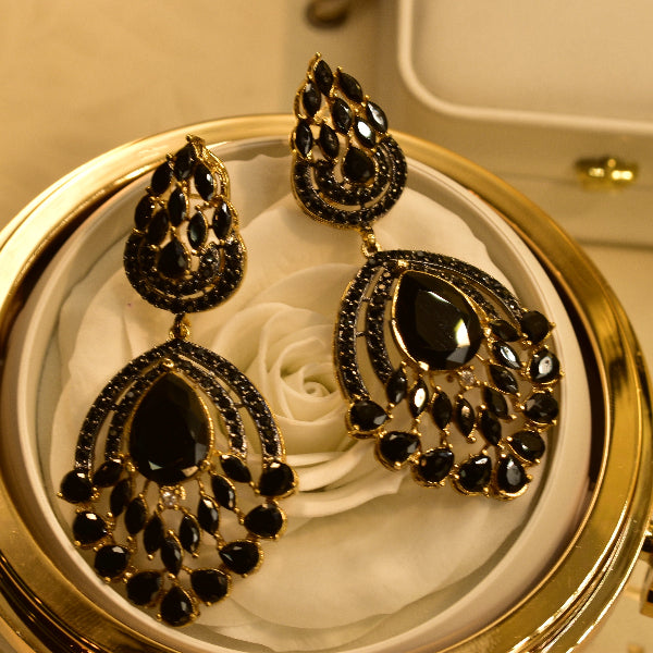 Dazzling Design Gold Plated Real Stones Earrings For Girls/women