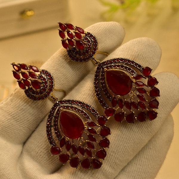 Dazzling Design Gold Plated Real Stones Earrings For Girls/women
