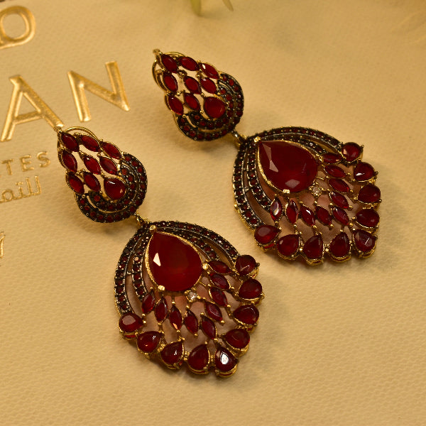 Dazzling Design Gold Plated Real Stones Earrings For Girls/women