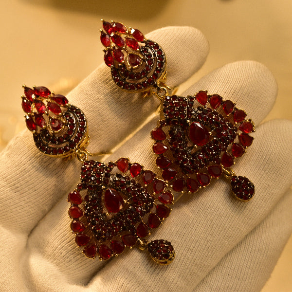 Beautiful Design Gold Plated Real Stones Earrings For Girls/women