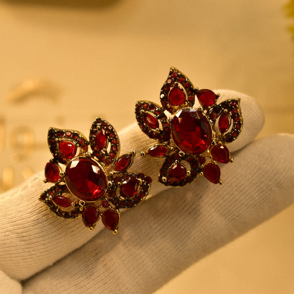 Elegant Design Gold Plated Real Stones Earrings For Girls/women