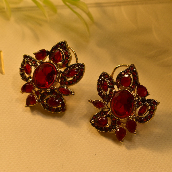 Elegant Design Gold Plated Real Stones Earrings For Girls/women