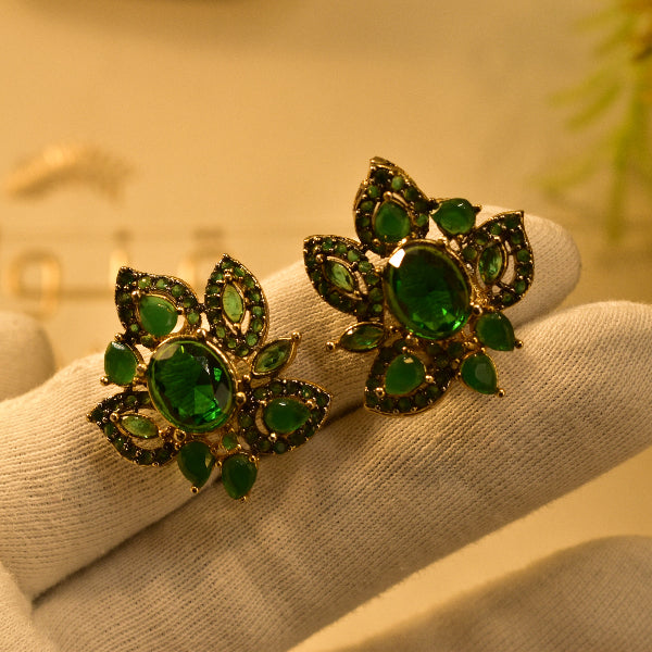 Elegant Design Gold Plated Real Stones Earrings For Girls/women