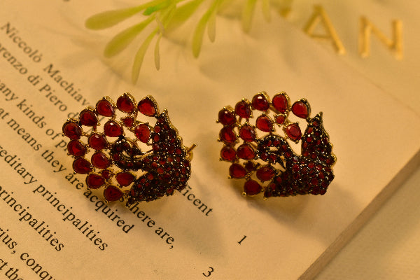 Glamorous Design Gold Plated Real Stones Earrings For Girls/women