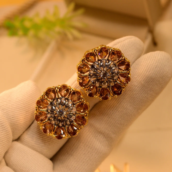 Luxury Design Gold Plated Crystal Stones Earrings For Girls/women