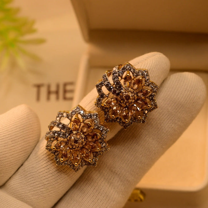 Glamorous Design Gold Plated Crystal Stones Earrings For Girls/women