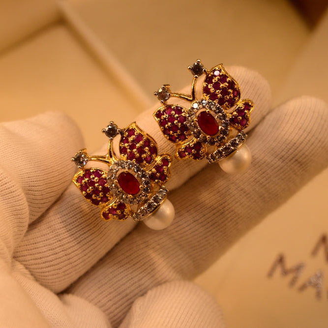 Dazzling Design Gold Plated Crystal Stones Earrings For Girls/women
