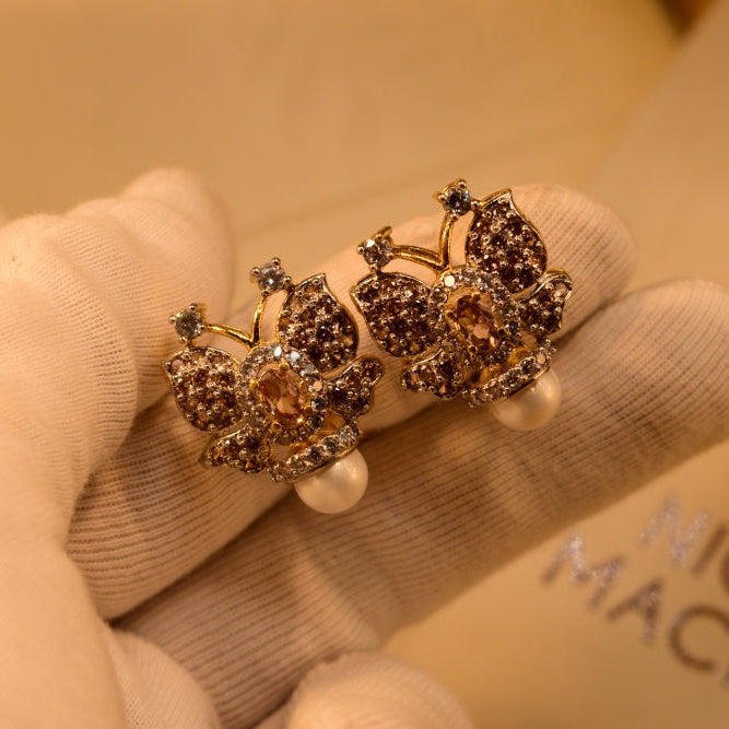 Dazzling Design Gold Plated Crystal Stones Earrings For Girls/women