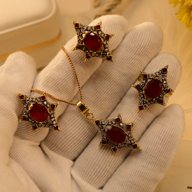Gorgeous Design Gold Plated Crystal Stones Necklace Set for Girls/Women