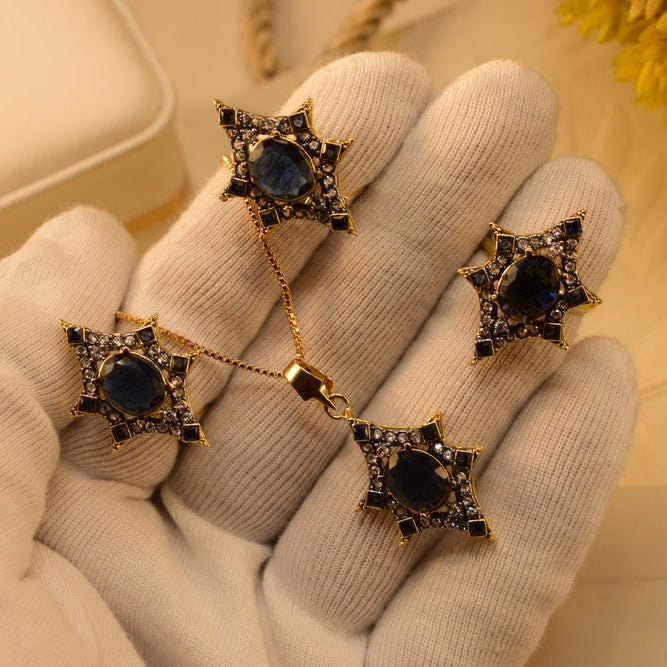 Gorgeous Design Gold Plated Crystal Stones Necklace Set for Girls/Women