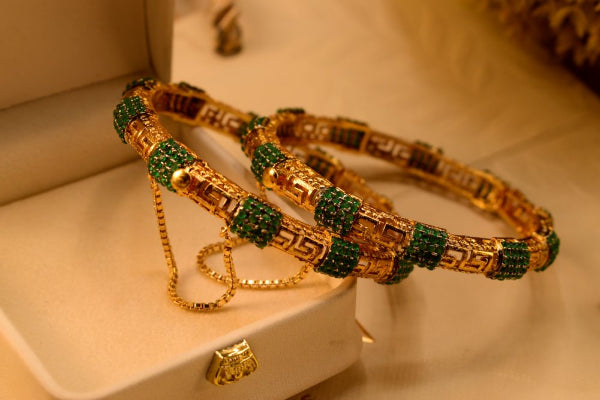 Charming Unique Design Gold Plated 2pc Bangle Set for Girls/Women