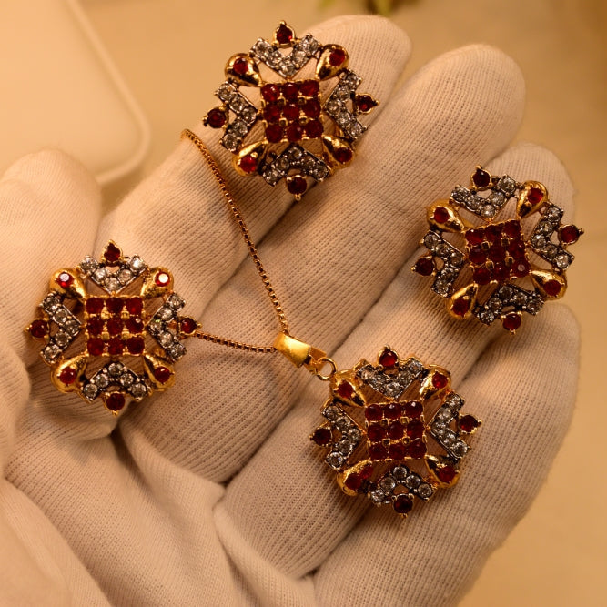 Charming Design Gold Plated Crystal Stones Necklace Set for Girls/Women