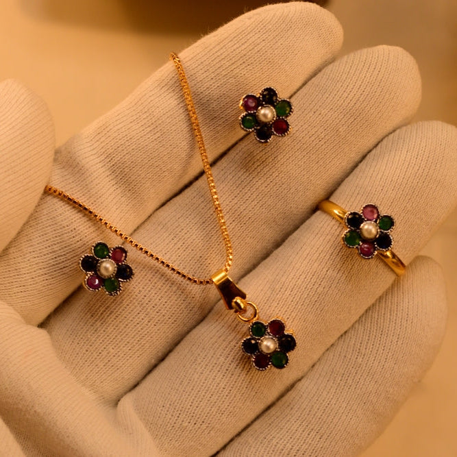 Beautiful Design Gold Plated Crystal Stones Necklace Set for Girls/Women