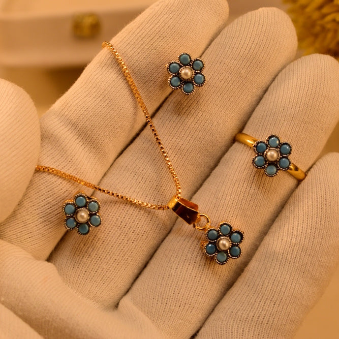 Beautiful Design Gold Plated Crystal Stones Necklace Set for Girls/Women