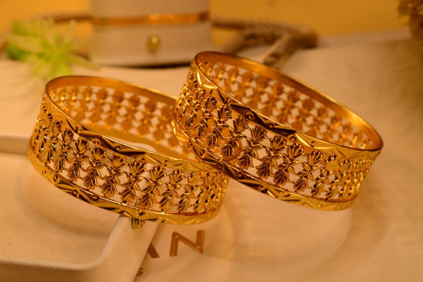 Beautiful Unique Design Gold Plated 2pc Bangle Set for Girls/Women