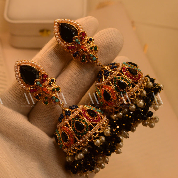 Glamorous Design Gold Plated Real Stones Earrings For Girls/women