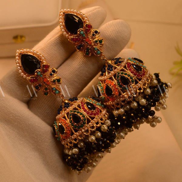 Glamorous Design Gold Plated Real Stones Earrings For Girls/women