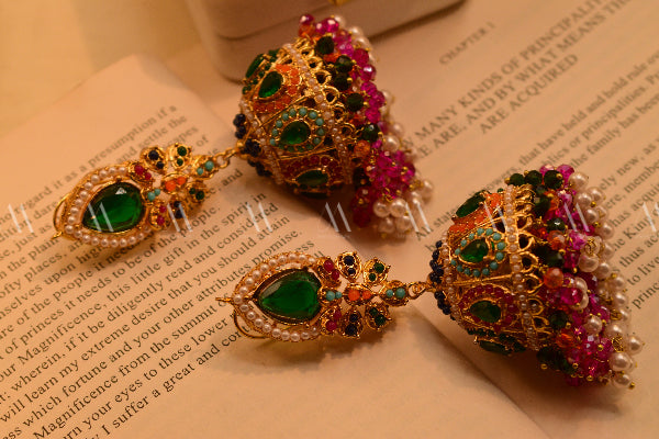 Glamorous Design Gold Plated Real Stones Earrings For Girls/women