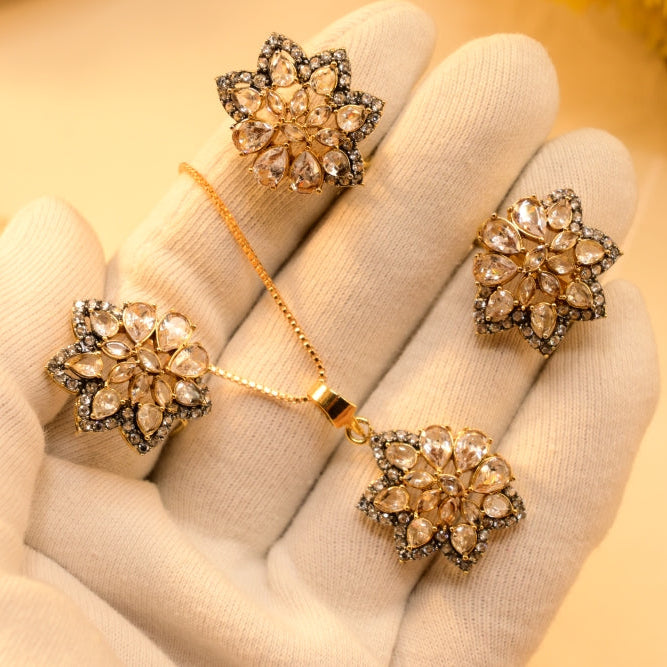 Luxury Unique Design Gold Plated Necklace Set for Girls/Women