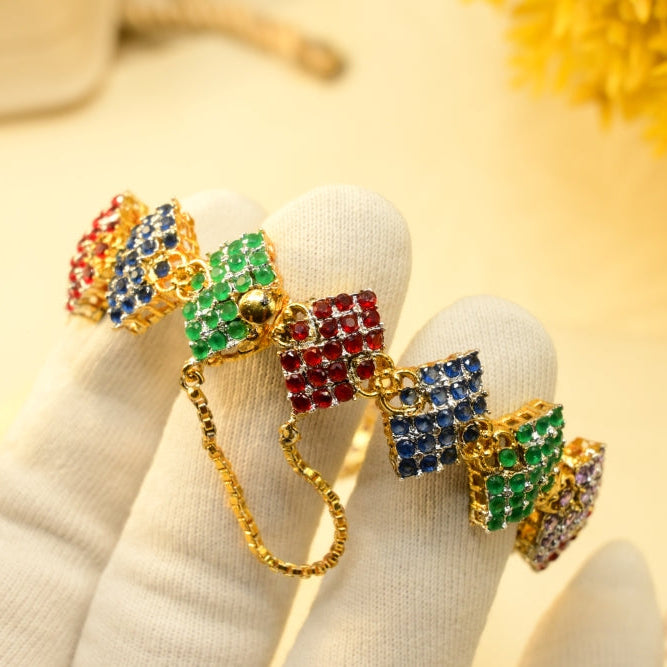Fancy Design Gold Plated Crystal Stones Bangle for Girls/Women