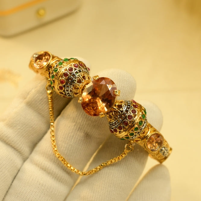 Luminous Design Gold Plated Crystal Stones Bangle for Girls/Women