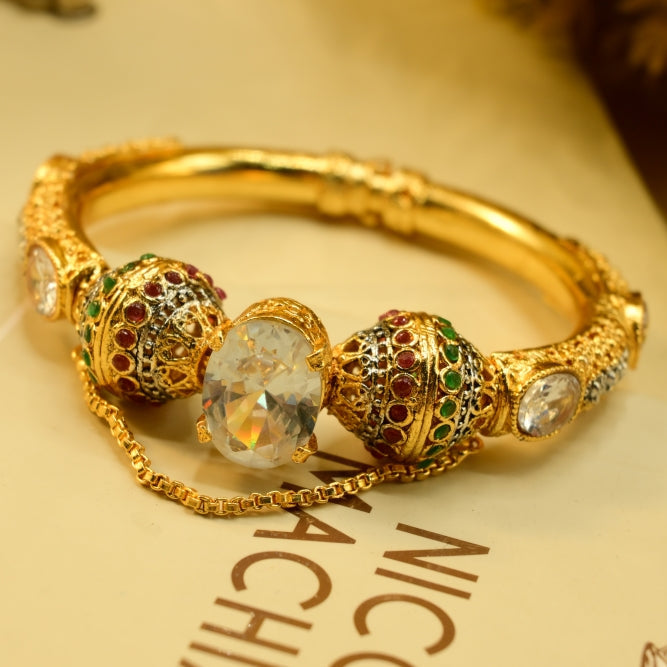 Luminous Design Gold Plated Crystal Stones Bangle for Girls/Women