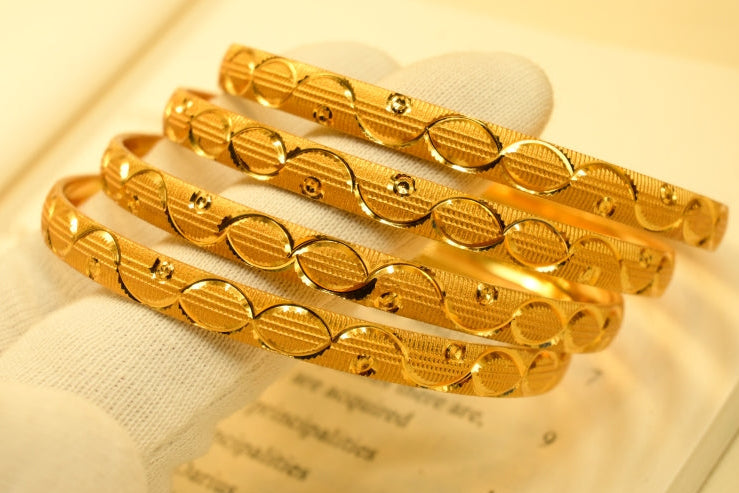 Luminous Unique Design Gold Plated 4pc Bangle Set for Girls/Women