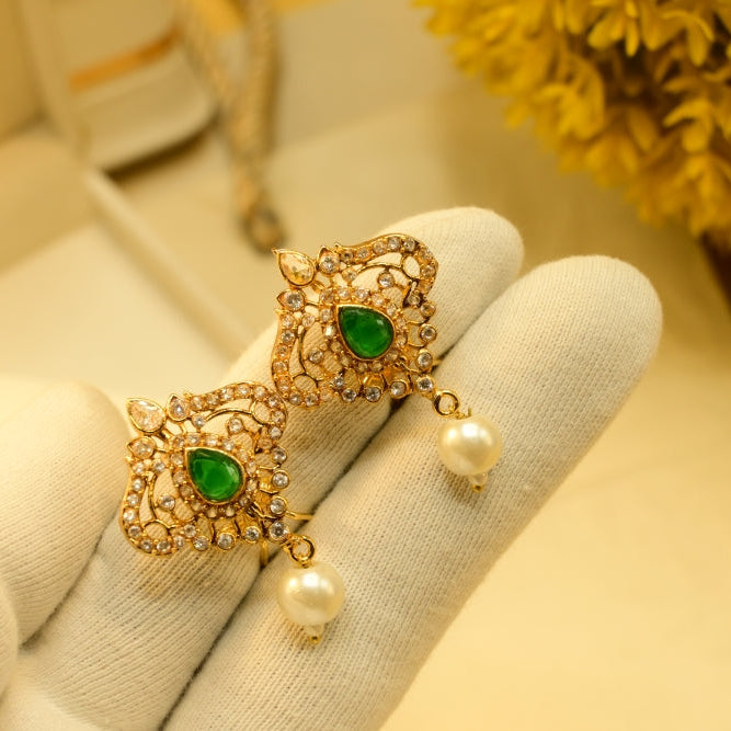 Sparkling Unique Design Gold Plated Crystal Stones Earrings For Girls/women