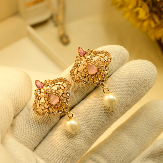 Sparkling Unique Design Gold Plated Crystal Stones Earrings For Girls/women