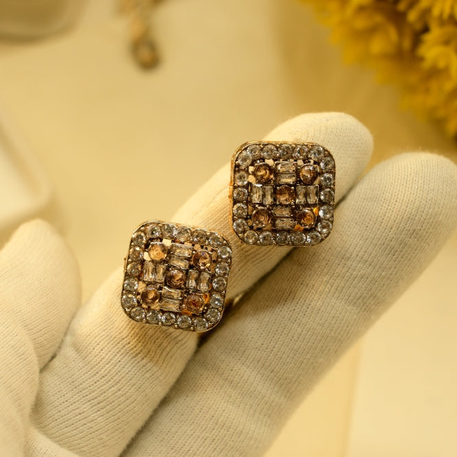 Fancy Design Gold Plated Crystal Stones Earring For Girls/women