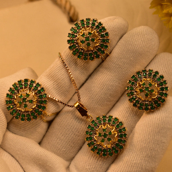 Elegant Design Gold Plated Real Stones Necklace Set for Girls/Women