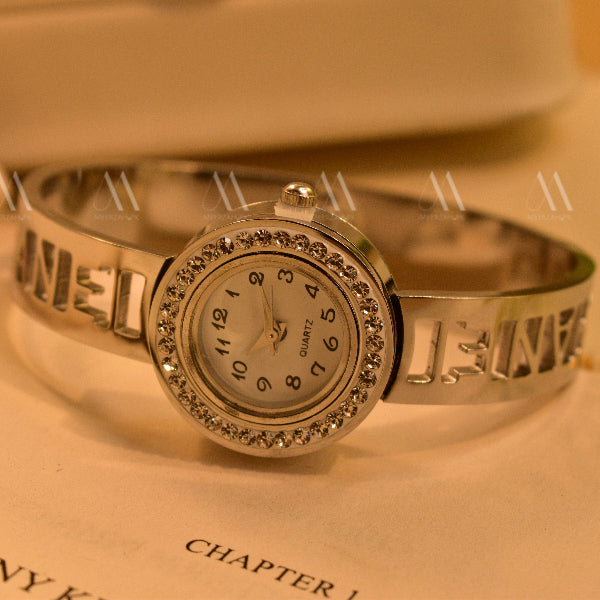 Unique Watch Design Crystal Stone Bracelet for Girls/Women