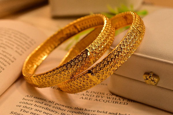 Elegant Design Gold Plated 2pc Bangle Set for Girls/Women