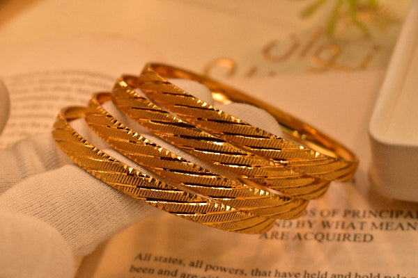 Elegant Design Gold Plated 4pc Bangle Set for Girls/Women