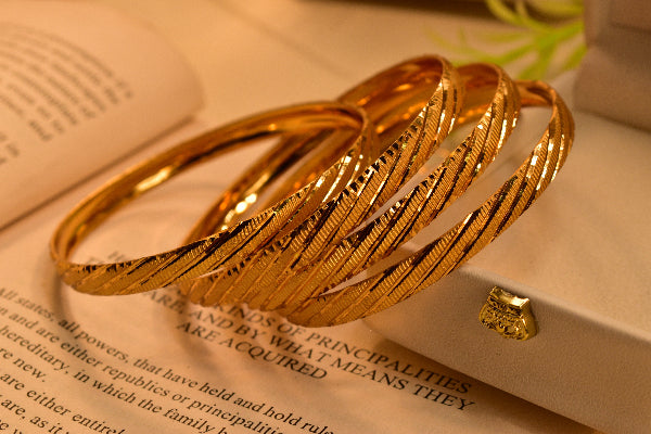 Elegant Design Gold Plated 4pc Bangle Set for Girls/Women