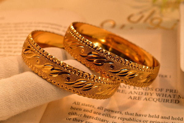 Elegant Design Gold Plated 2pc Bangle Set for Girls/Women