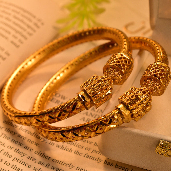 Elegant Design Gold Plated 2pc Bangle Set for Girls/Women