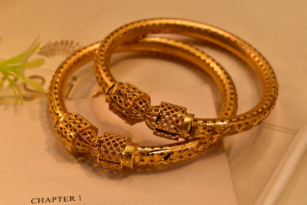Elegant Design Gold Plated 2pc Bangle Set for Girls/Women